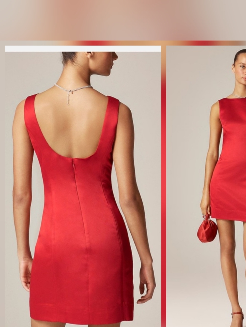 Collection scoopback mini dress in satin radiant ruby Red 4